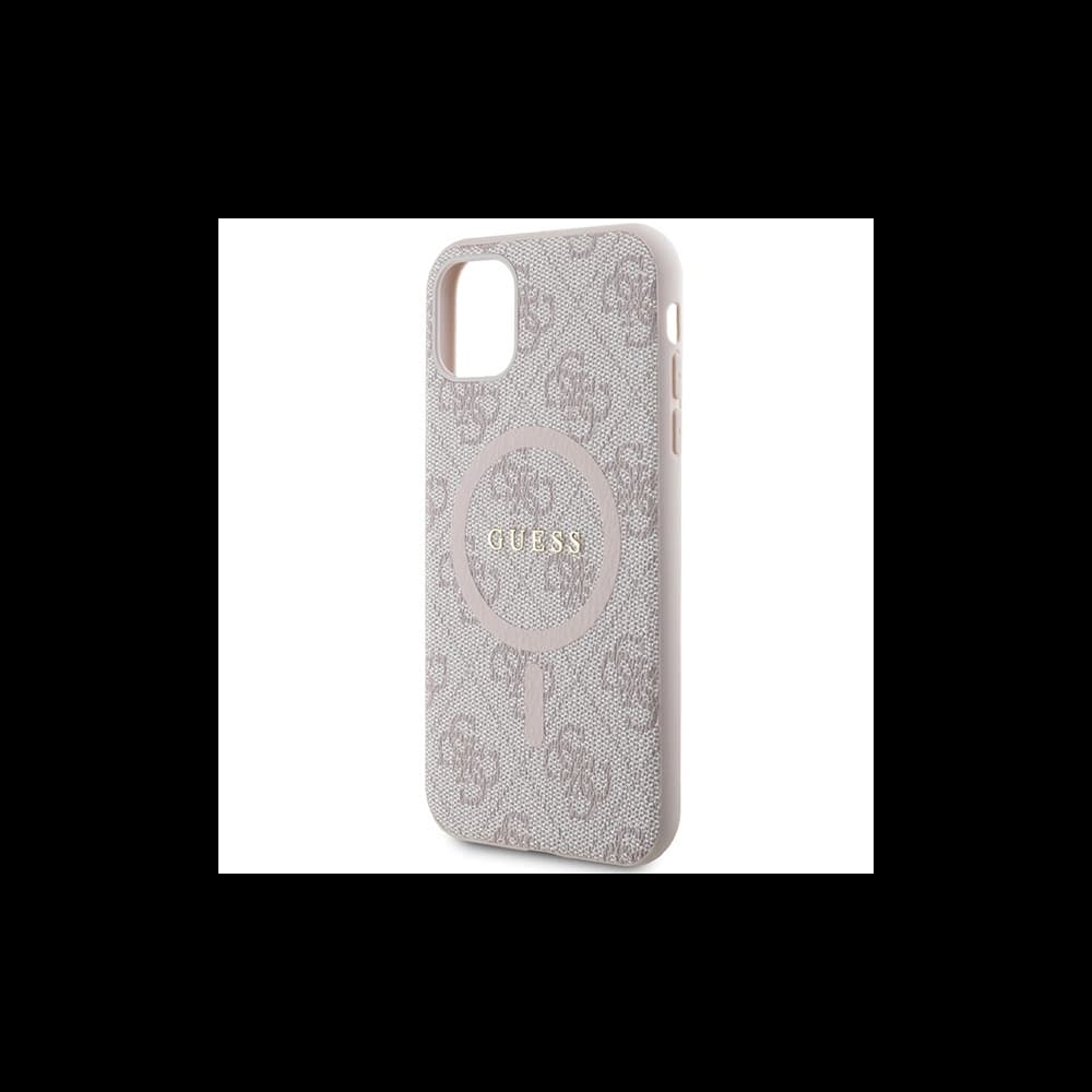 Case Guess GUHMN61G4GFRP Apple iPhone 11 / XR Hartschale 4G Collection Leder Metall-Logo MagSafe rosa/pink - 6