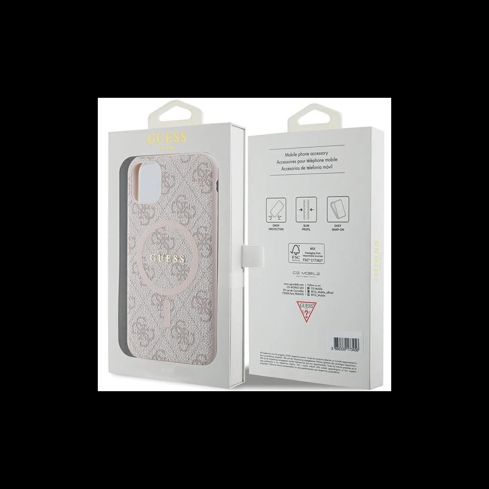 Case Guess GUHMN61G4GFRP Apple iPhone 11 / XR Hartschale 4G Collection Leder Metall-Logo MagSafe rosa/pink - 8