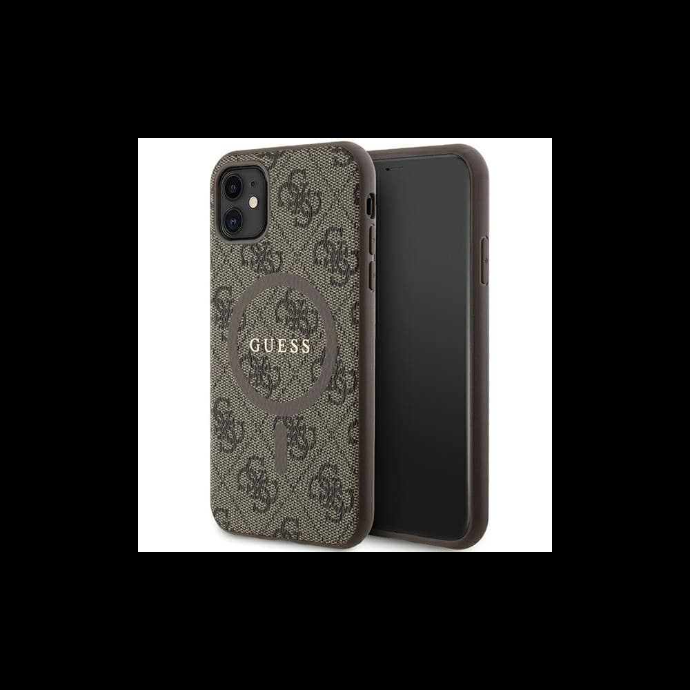 Case Guess GUHMN61G4GFRW Apple iPhone 11 / XR Hardcase 4G Collection Leder Metall-Logo MagSafe braun/brown - 1