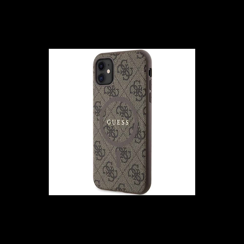 Case Guess GUHMN61G4GFRW Apple iPhone 11 / XR Hardcase 4G Collection Leder Metall-Logo MagSafe braun/brown - 2