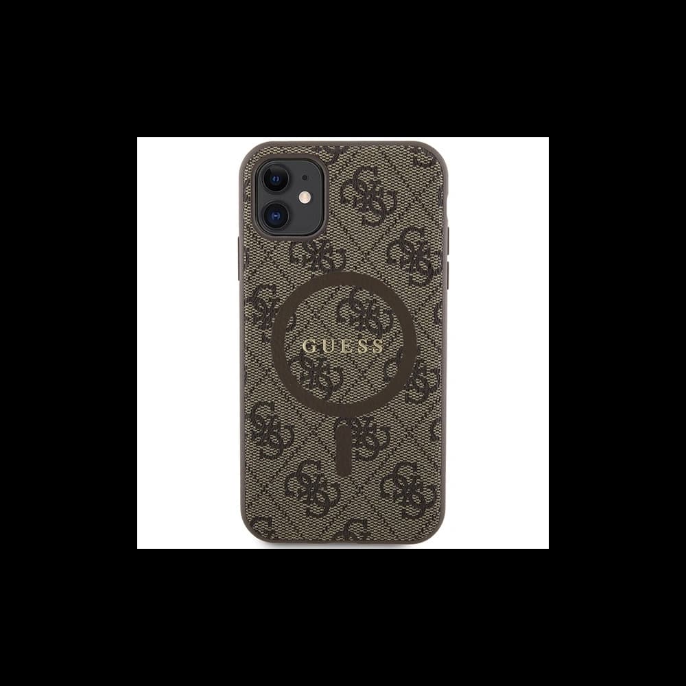Case Guess GUHMN61G4GFRW Apple iPhone 11 / XR Hardcase 4G Collection Leder Metall-Logo MagSafe braun/brown - 3