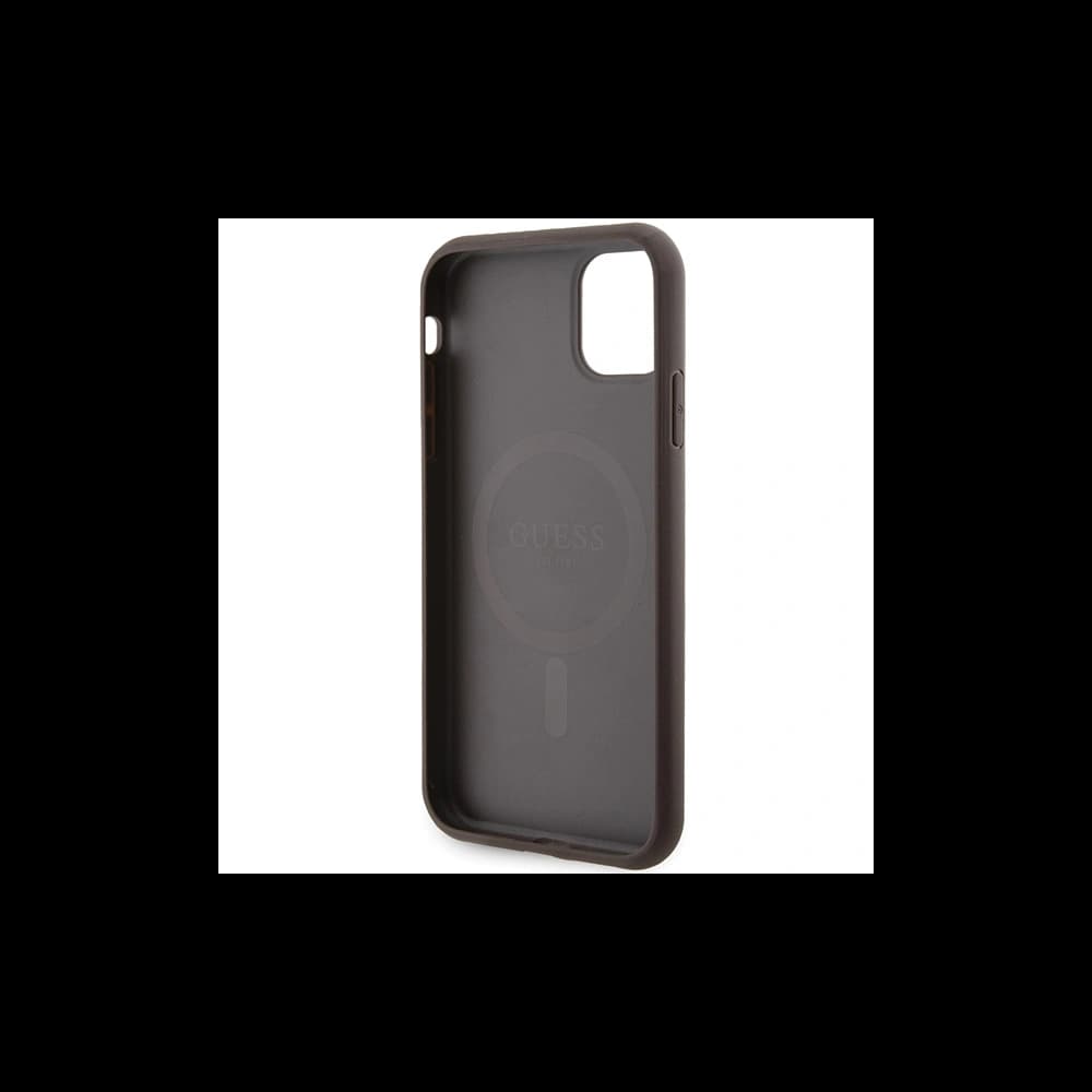 Case Guess GUHMN61G4GFRW Apple iPhone 11 / XR Hardcase 4G Collection Leder Metall-Logo MagSafe braun/brown - 7
