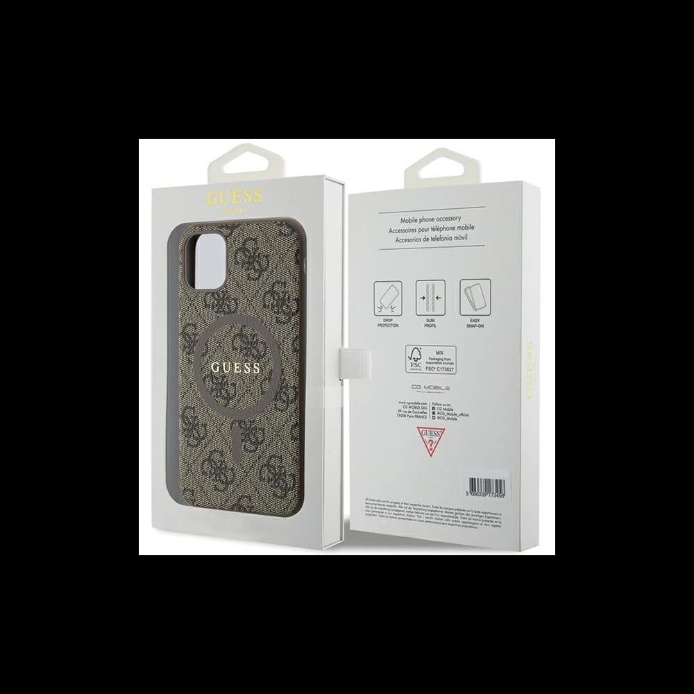 Case Guess GUHMN61G4GFRW Apple iPhone 11 / XR Hardcase 4G Collection Leder Metall-Logo MagSafe braun/brown - 8