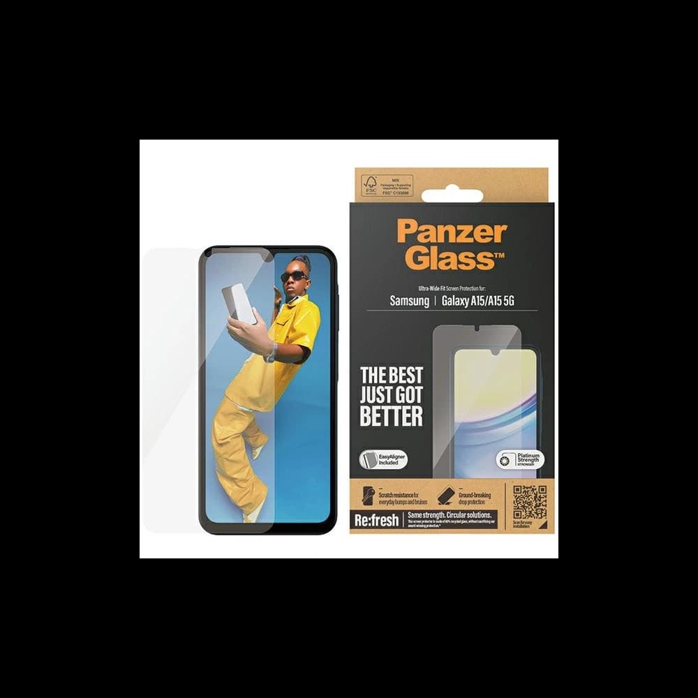 Gehärtetes Glas PanzerGlass Ultra-Wide Fit Samsung Galaxy A15 4G / A15 5G Bildschirmschutz - 1