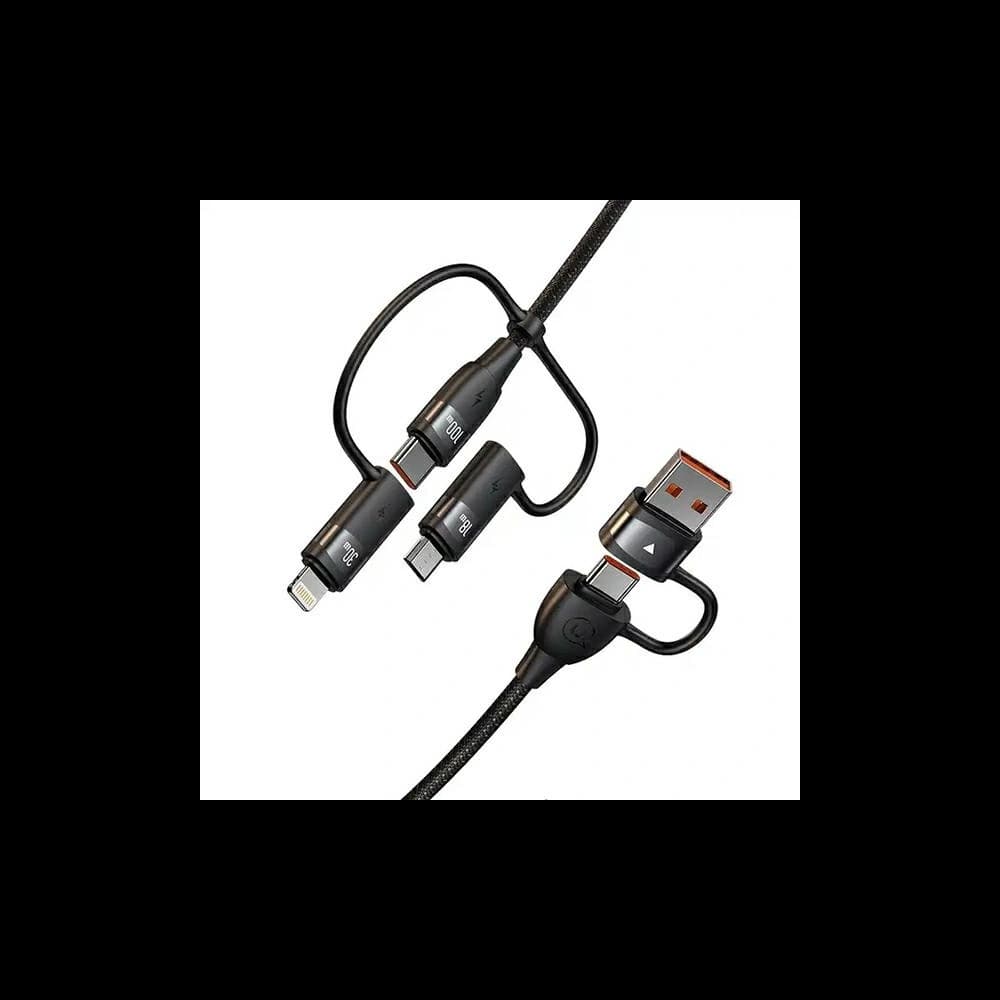 USAMS Cable U85 2xUSB-C/USB-A 2m 100W PD Fast Charge black SJ655USB01 (US-SJ655) - 1