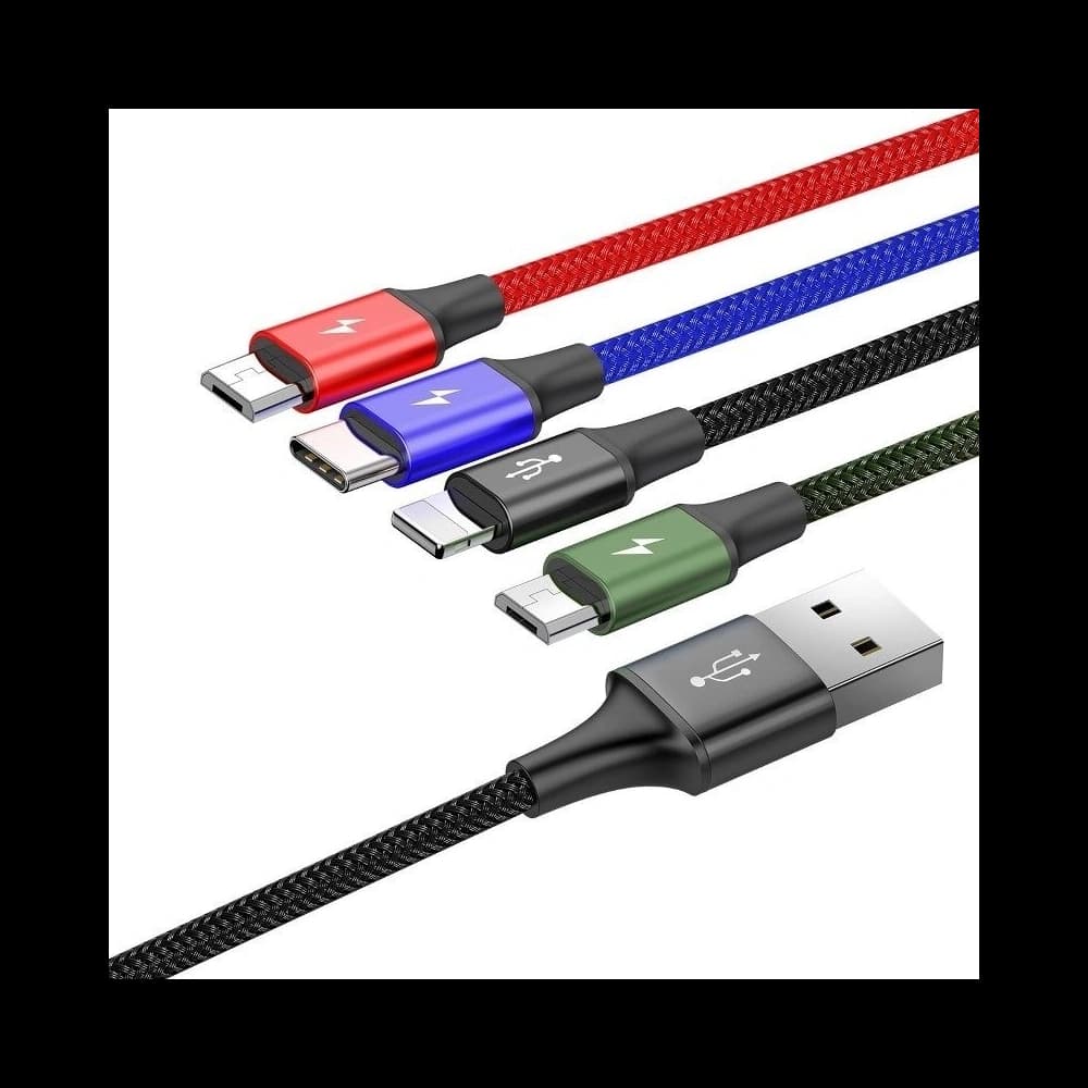 Baseus USB-Kabel Fast 4in1 USB-C / Lightning / 2x Micro 3.5A 1.2m (schwarz) - 2