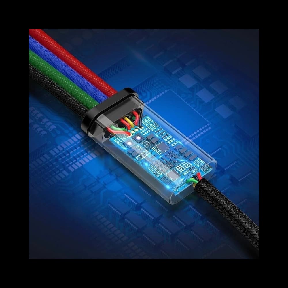 Baseus USB-Kabel Fast 4in1 USB-C / Lightning / 2x Micro 3.5A 1.2m (schwarz) - 8