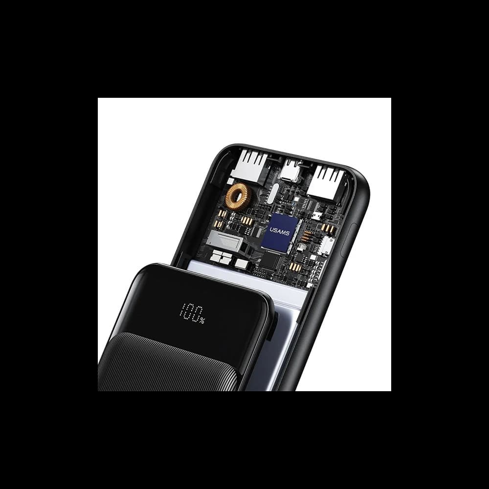 Powerbank USAMS US-CD202 30000mAh microUSB, USB-A, USB-C, 10W mit Display schwarz/black - 5