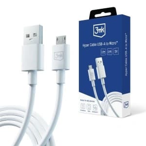 Kabel 3MK Hyper USB-A / microUSB 1.2m 5V 2.4A Weiß/White