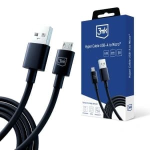 Kabel 3MK Hyper USB-A / microUSB 1.2m 5V 2.4A Schwarz/Black