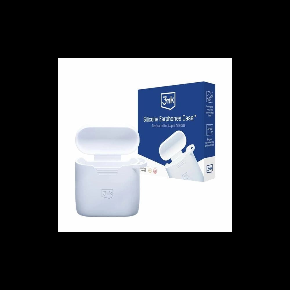 3MK Silicon Case Apple AirPods 2 + carabiner white - 1