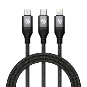 Kabel 3w1 Nillkin Swift Pro USB-A / microUSB 2A, USB-C 2A, Lightning 4.4A, 480Mbps, 1.5m Schwarz / Czarny