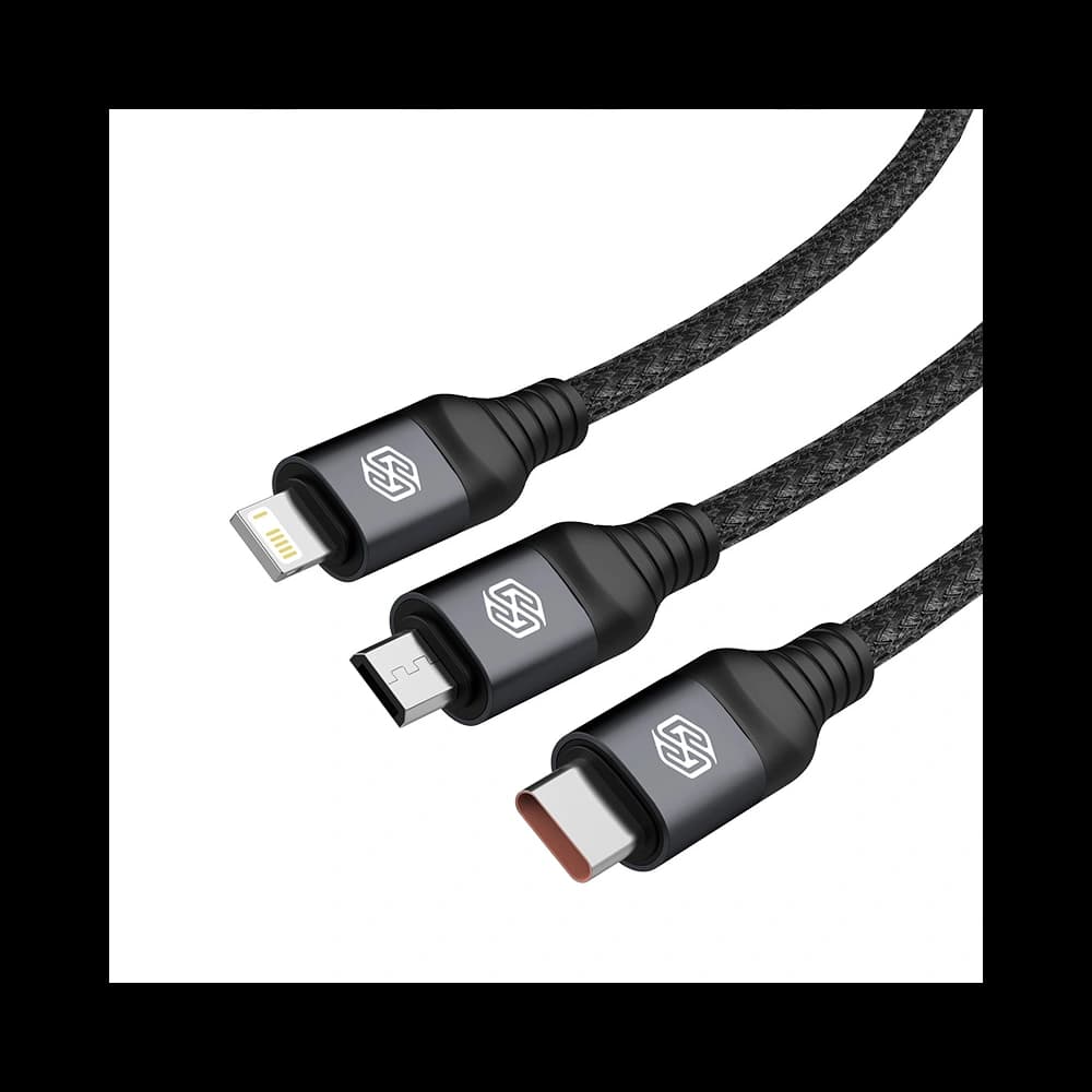 Kabel 3w1 Nillkin Swift Pro USB-A / microUSB 2A, USB-C 2A, Lightning 4.4A, 480Mbps, 1.5m Schwarz / Czarny - 4
