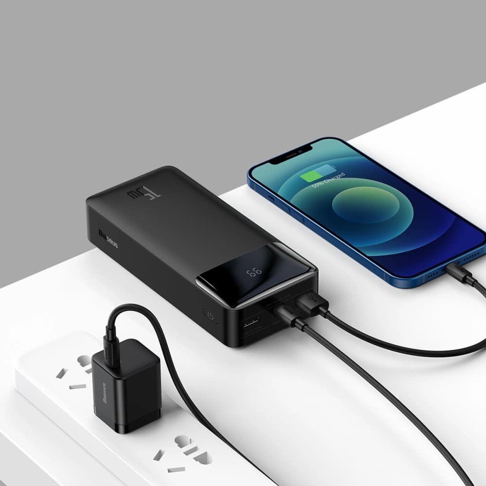Powerbank Baseus Bipow 30000mAh 15W + 4in1 cable USB-A / microUSB, 2xUSB-C, Lightning 1.2m - 6