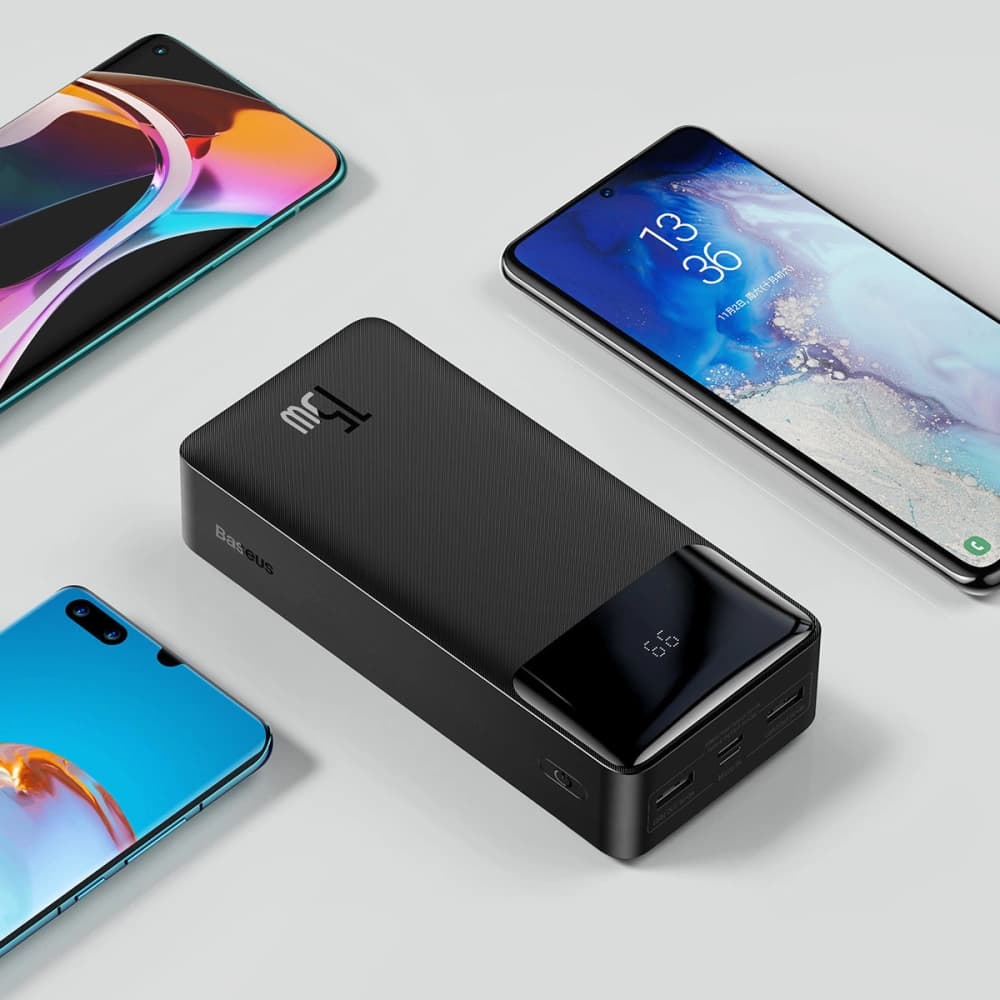 Powerbank Baseus Bipow 30000mAh 15W + 4in1 cable USB-A / microUSB, 2xUSB-C, Lightning 1.2m - 9