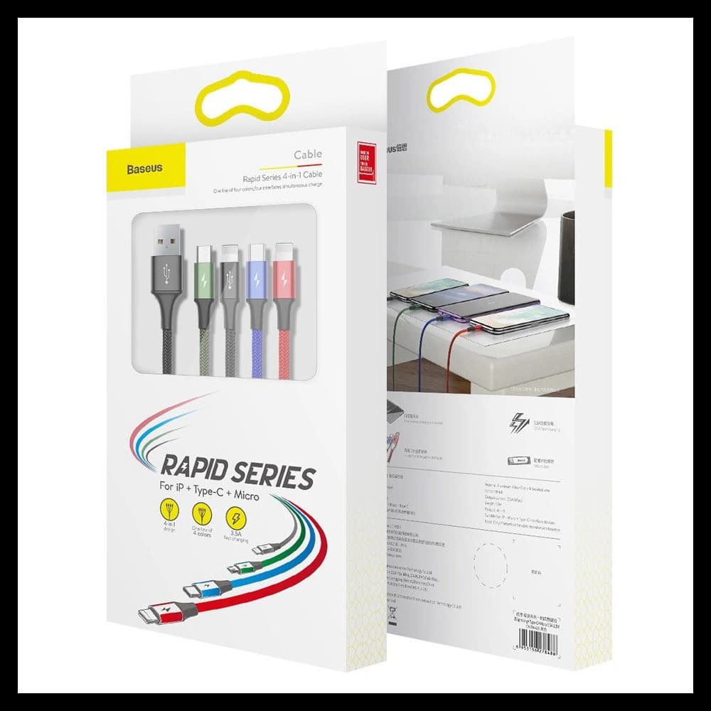 Powerbank Baseus Bipow 30000mAh 15W + 4in1 cable USB-A / microUSB, 2xUSB-C, Lightning 1.2m - 27