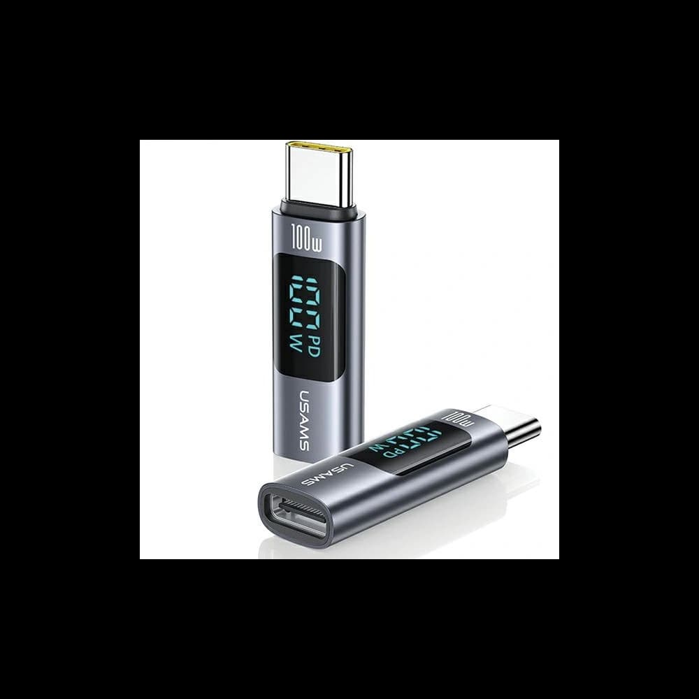 Adapter USAMS US-SJ682 AU18 USB-C / USB-C Digitalanzeige 100W Stahl/Aluminium - 1