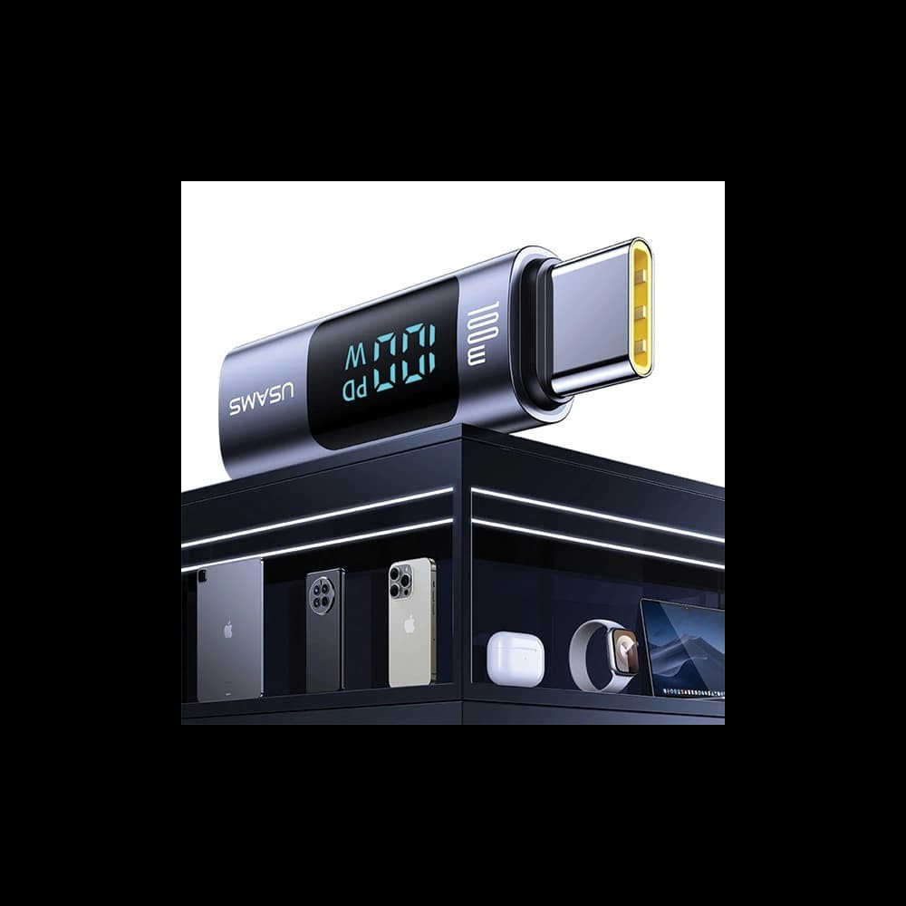 Adapter USAMS US-SJ682 AU18 USB-C / USB-C Digitalanzeige 100W Stahl/Aluminium - 6