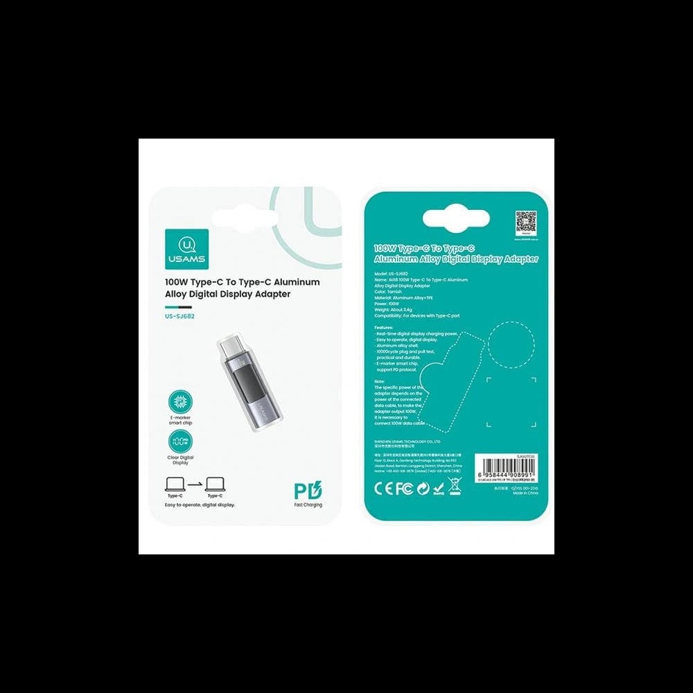 Adapter USAMS US-SJ682 AU18 USB-C / USB-C Digitalanzeige 100W Stahl/Aluminium - 8