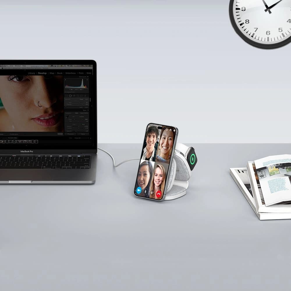 Tech-Protect QI15W-A32 3in1 Magnetic Magsafe Wireless Charger Grey + USB-C / USB-C cable 120cm - 7