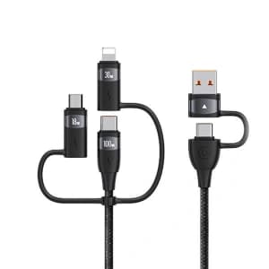 Kabel USAMS US-SJ646 U85 USB-A+USB-C/USB-C, Lightning, microUSB 6w1 2m 100W PD Fast Charge schwarz/black