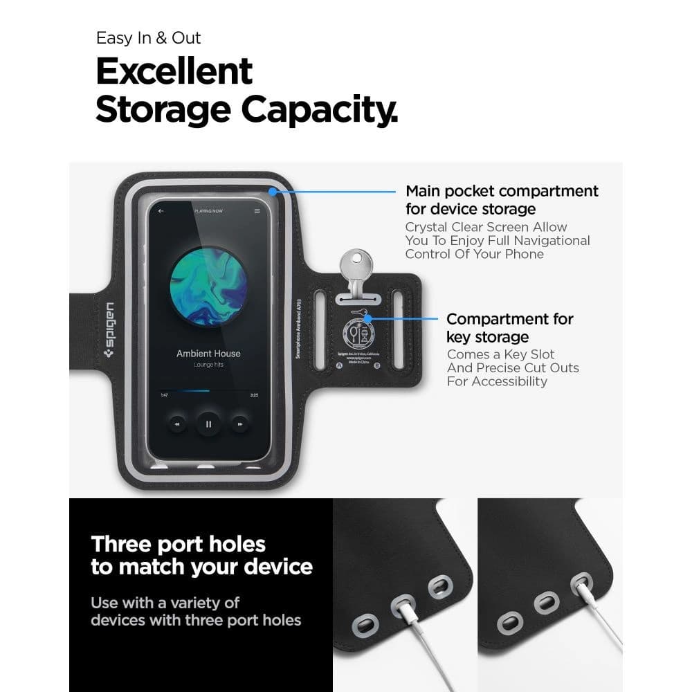 Case Armbinde Spigen A703 Dynamic Shield Armband 6.9" Schwarz - 6