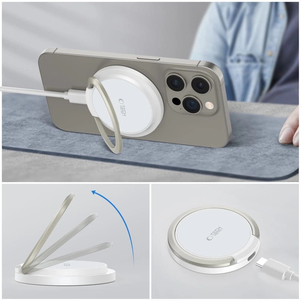 Tech-Protect QI15W-A33 Magnetic MagSafe Wireless Charger White - 9
