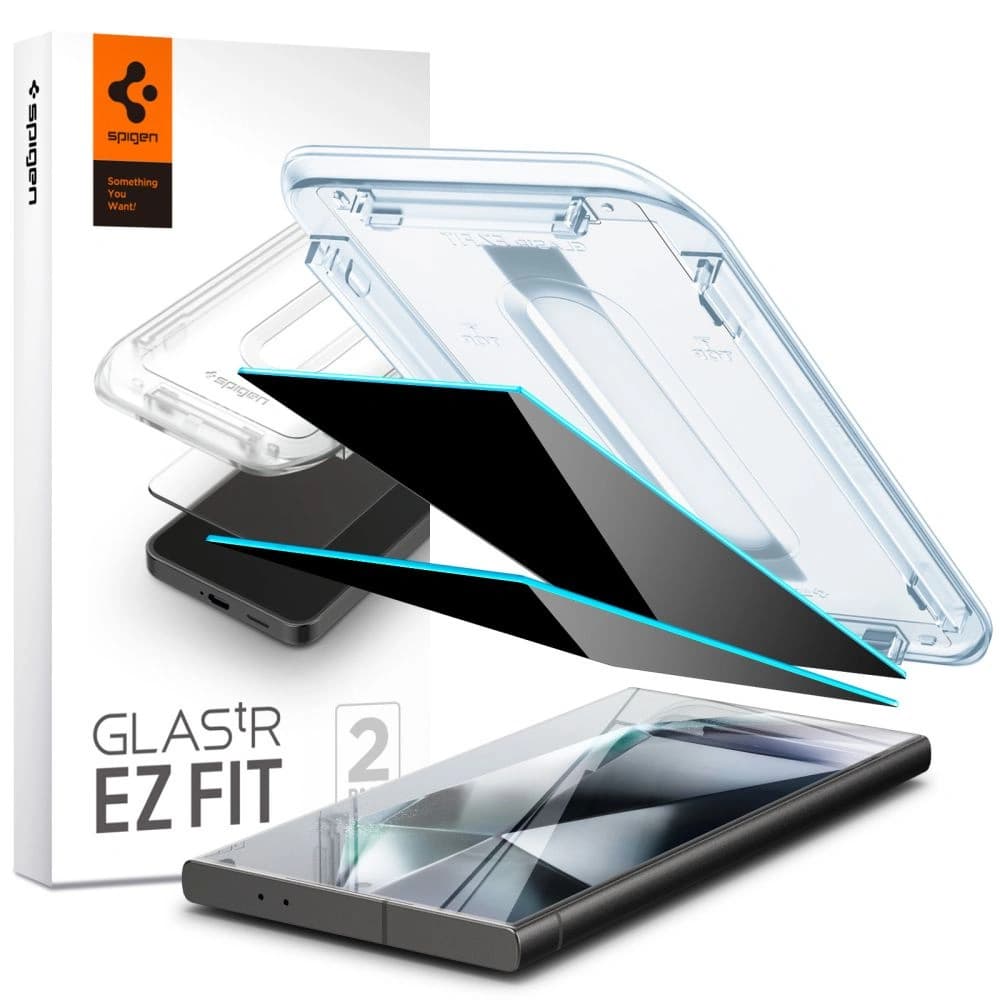Gehärtetes Glas Spigen GLAS.tR ez Fit Samsung Galaxy S24 Ultra Privacy [2 PACK] - 1
