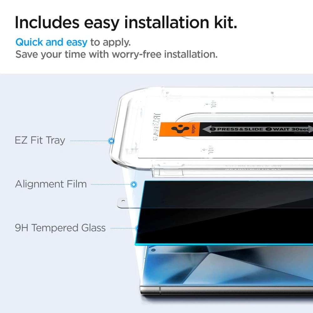 Gehärtetes Glas Spigen GLAS.tR ez Fit Samsung Galaxy S24 Ultra Privacy [2 PACK] - 6