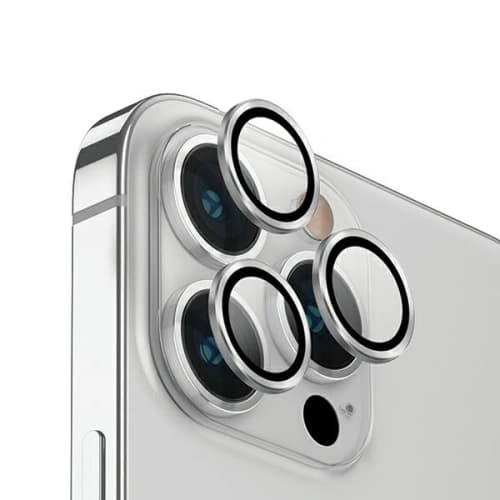 Glas für das Objektiv der UNIQ Optix Aluminium Kameralinse Schutz Apple iPhone 14 Pro / 14 Pro Max Sterling Silber