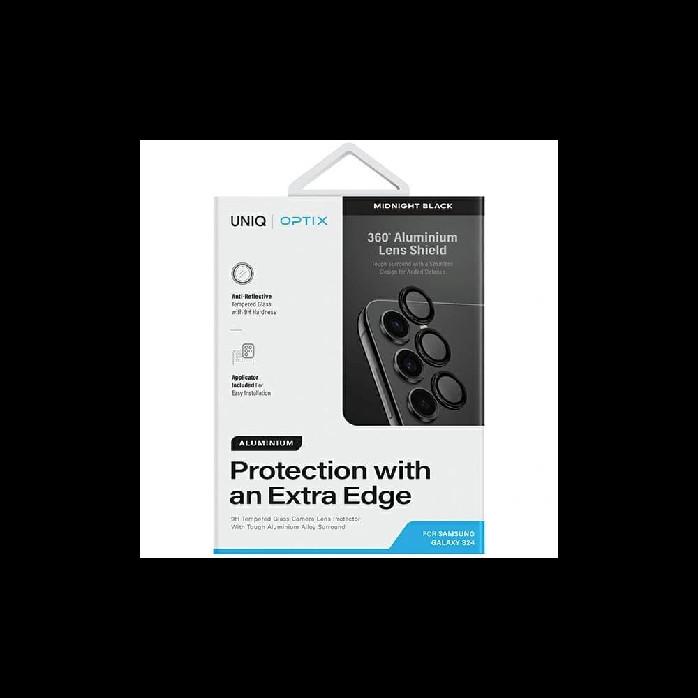 Glas für das Objektiv der UNIQ Optix Aluminium Kamera Linse Schutz Samsung Galaxy S24 Mitternachts schwarz - 2