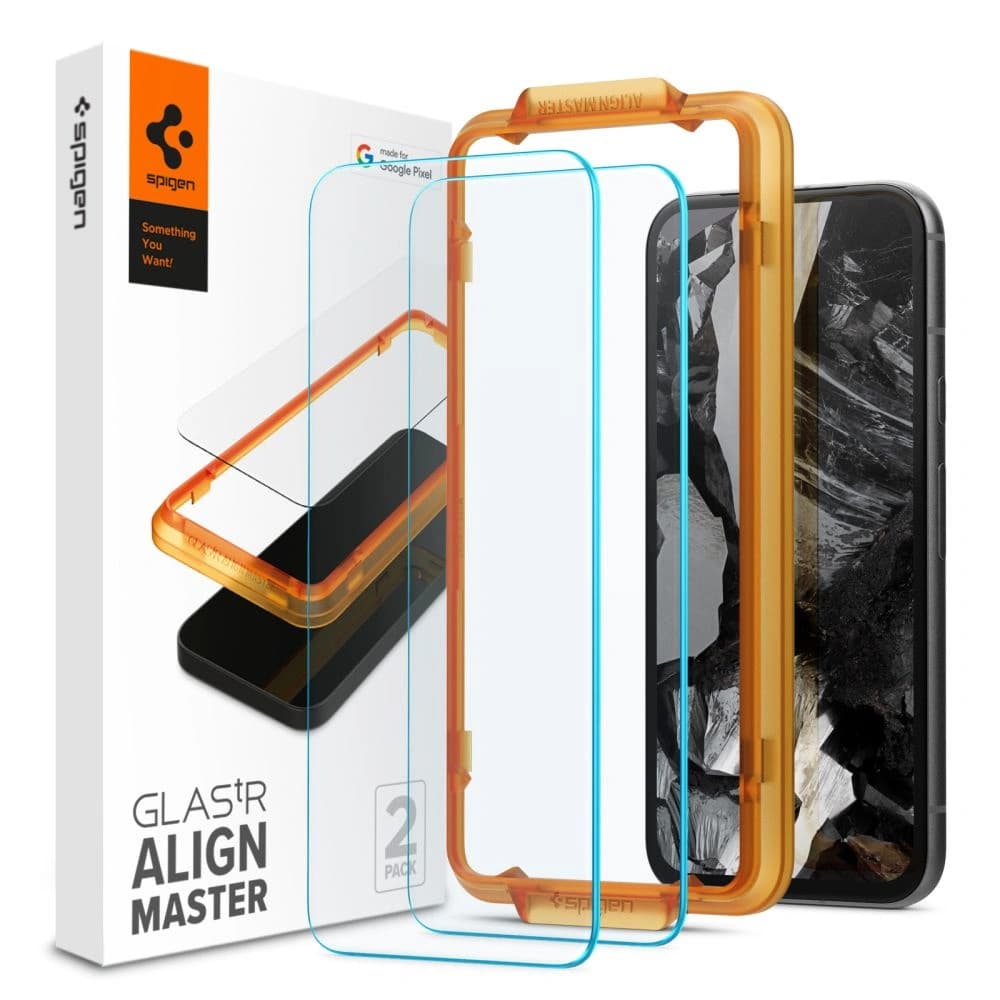 Gehärtetes Glas Spigen GLAS.tR AlignMaster Google Pixel 8a klar [2 PACK] - 1