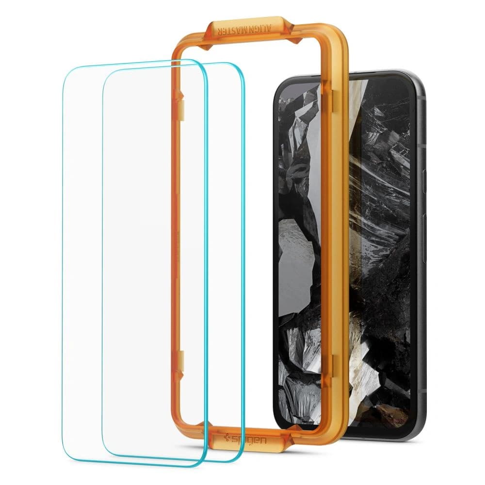 Gehärtetes Glas Spigen GLAS.tR AlignMaster Google Pixel 8a klar [2 PACK] - 6