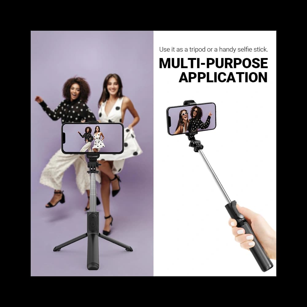 Crong SelfieGo Lite selfie stick Bluetooth tripod (black) - 3