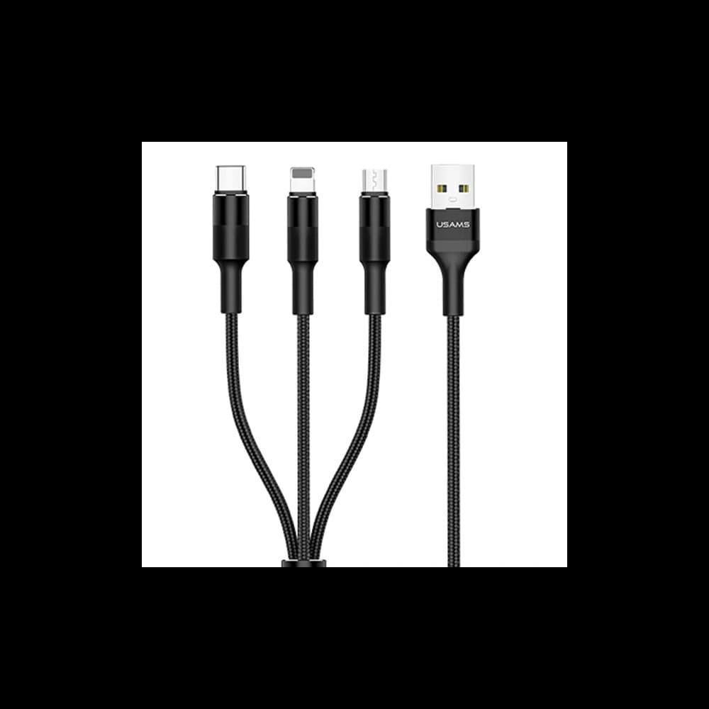 Kabel 3in1 USAMS U5 US-SJ219 USB-A / Lightning / microUSB / USB-C 1,5m 2A schwarz/black - 1