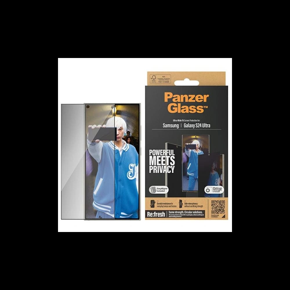 Gehärtetes Glas PanzerGlass Ultra-Wide Fit Privacy + EasyAligner Samsung Galaxy S24 Ultra - 1