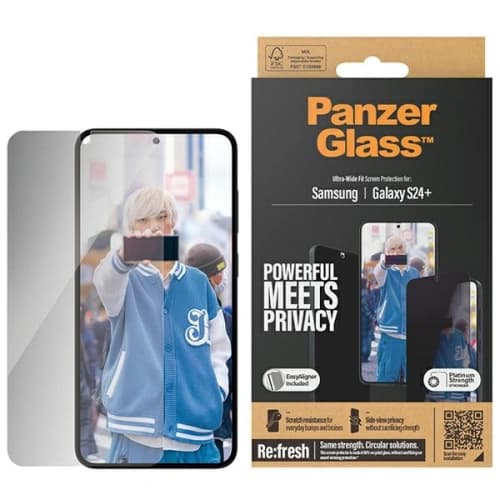 Gehärtetes Glas PanzerGlass Ultra-Wide Fit Privacy + EasyAligner Samsung Galaxy S24+ Plus