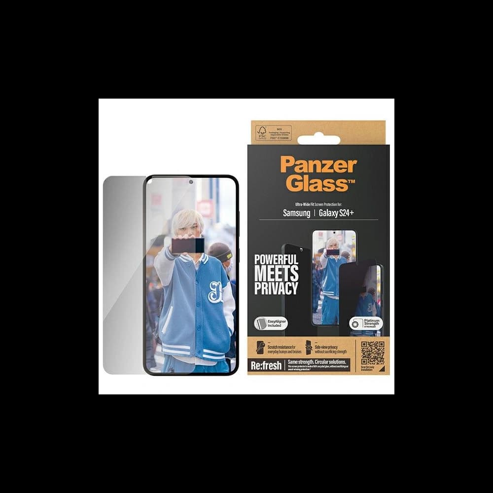 Gehärtetes Glas PanzerGlass Ultra-Wide Fit Privacy + EasyAligner Samsung Galaxy S24+ Plus - 1