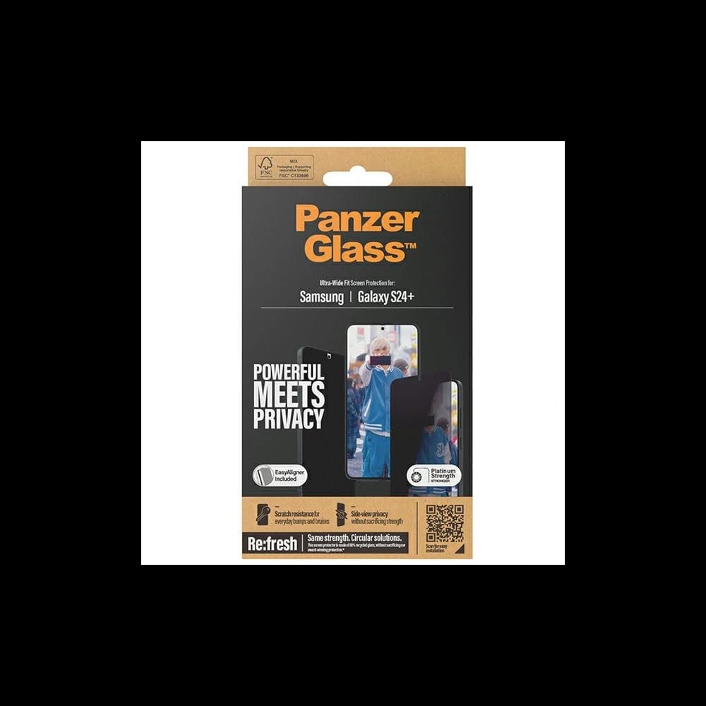 Gehärtetes Glas PanzerGlass Ultra-Wide Fit Privacy + EasyAligner Samsung Galaxy S24+ Plus - 4