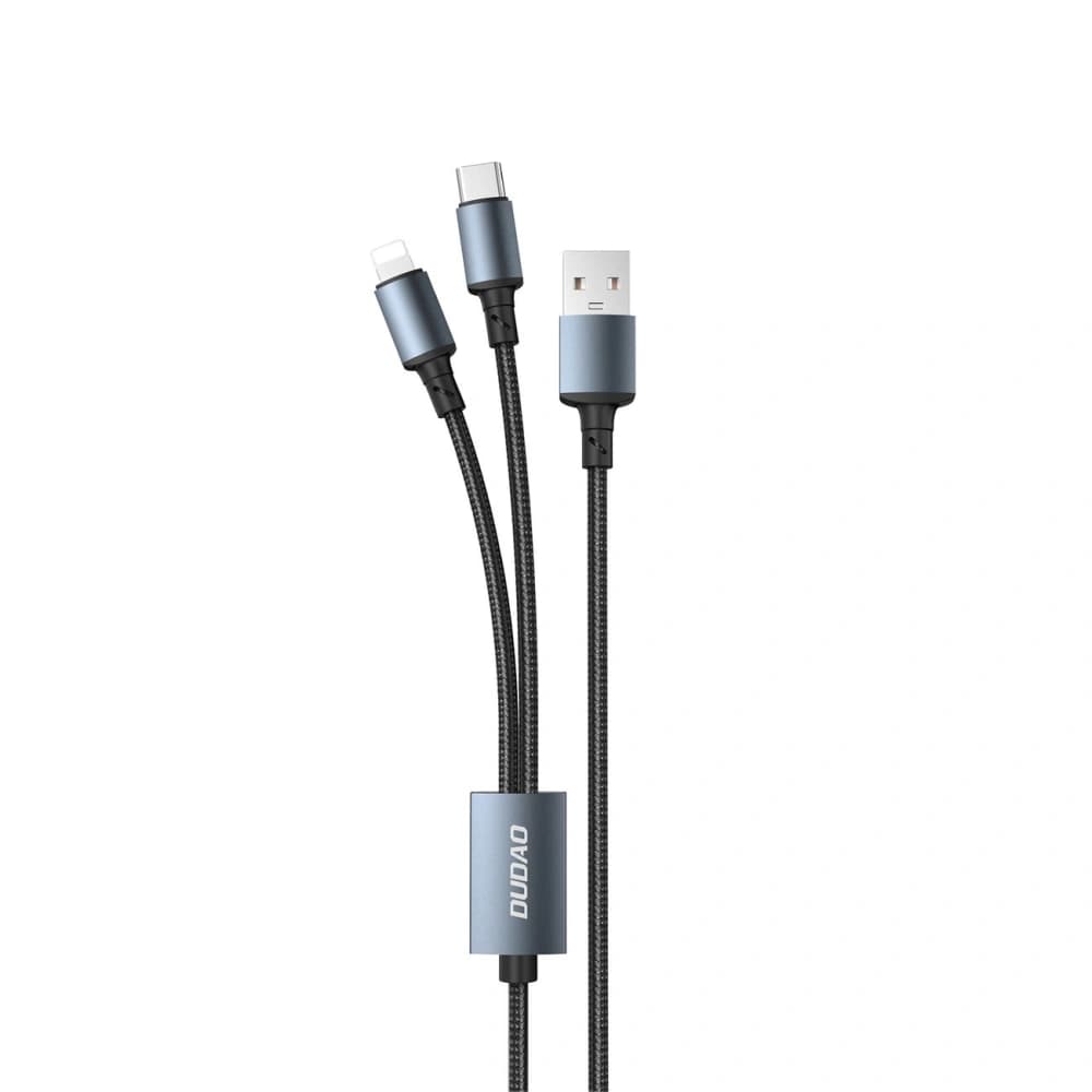 Kabel Dudao 2w1 USB-A - USB-C / Lightning 6A schwarz (TGL2) - 1