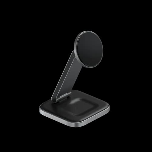 Satechi 2-in-1 Foldable Charging Stand Qi2 wireless charger for two devices space gray