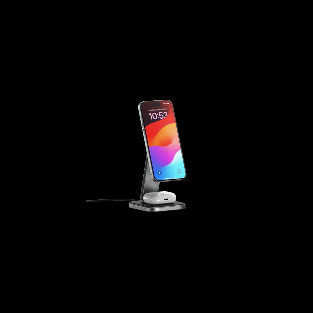 Satechi 2-in-1 Foldable Charging Stand Qi2 wireless charger for two devices space gray - 2