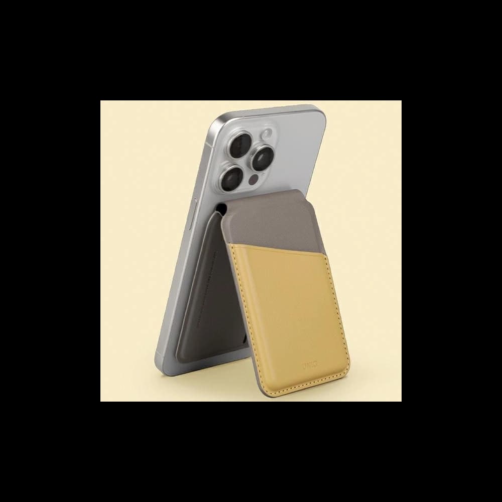 RFID-Magnetgeldbörse mit Standfunktion UNIQ Lyden DS gelb-grau / kanariengelb-flintgrau - 3