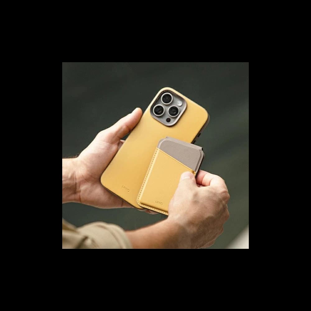 RFID-Magnetgeldbörse mit Standfunktion UNIQ Lyden DS gelb-grau / kanariengelb-flintgrau - 4