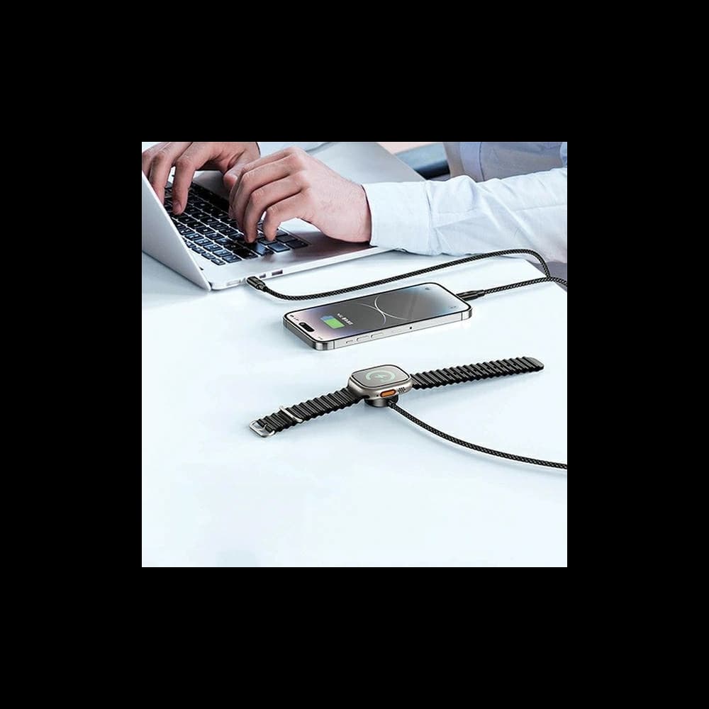 Kabel 3in1 AWEI W23 USB-C 100W / Lightning 10W / Watch 2.5W schwarz - 3