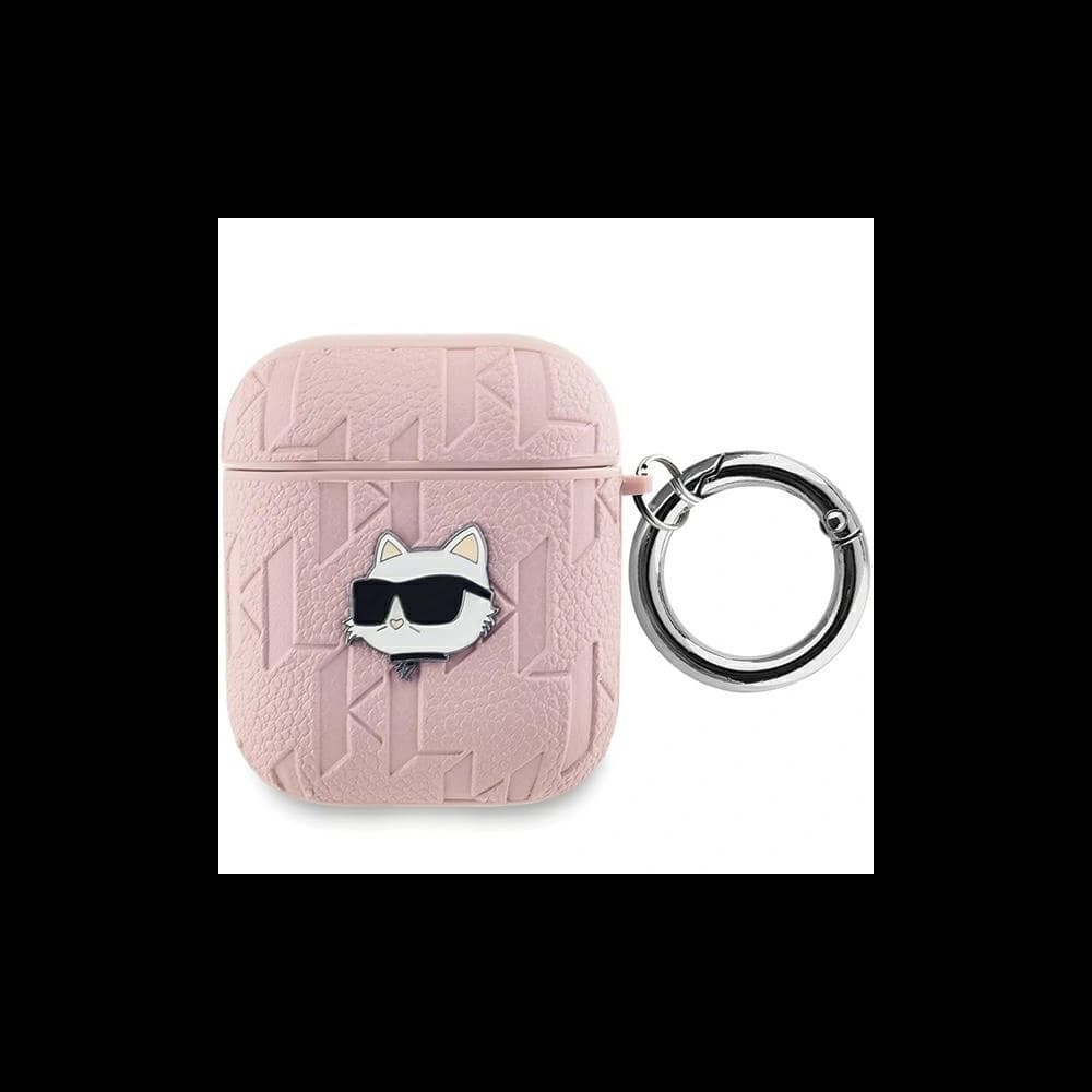 Etui Karl Lagerfeld KLA2PGCHPP Apple AirPods 1/2 cover Monogram Choupette Head różowy/pink - 1