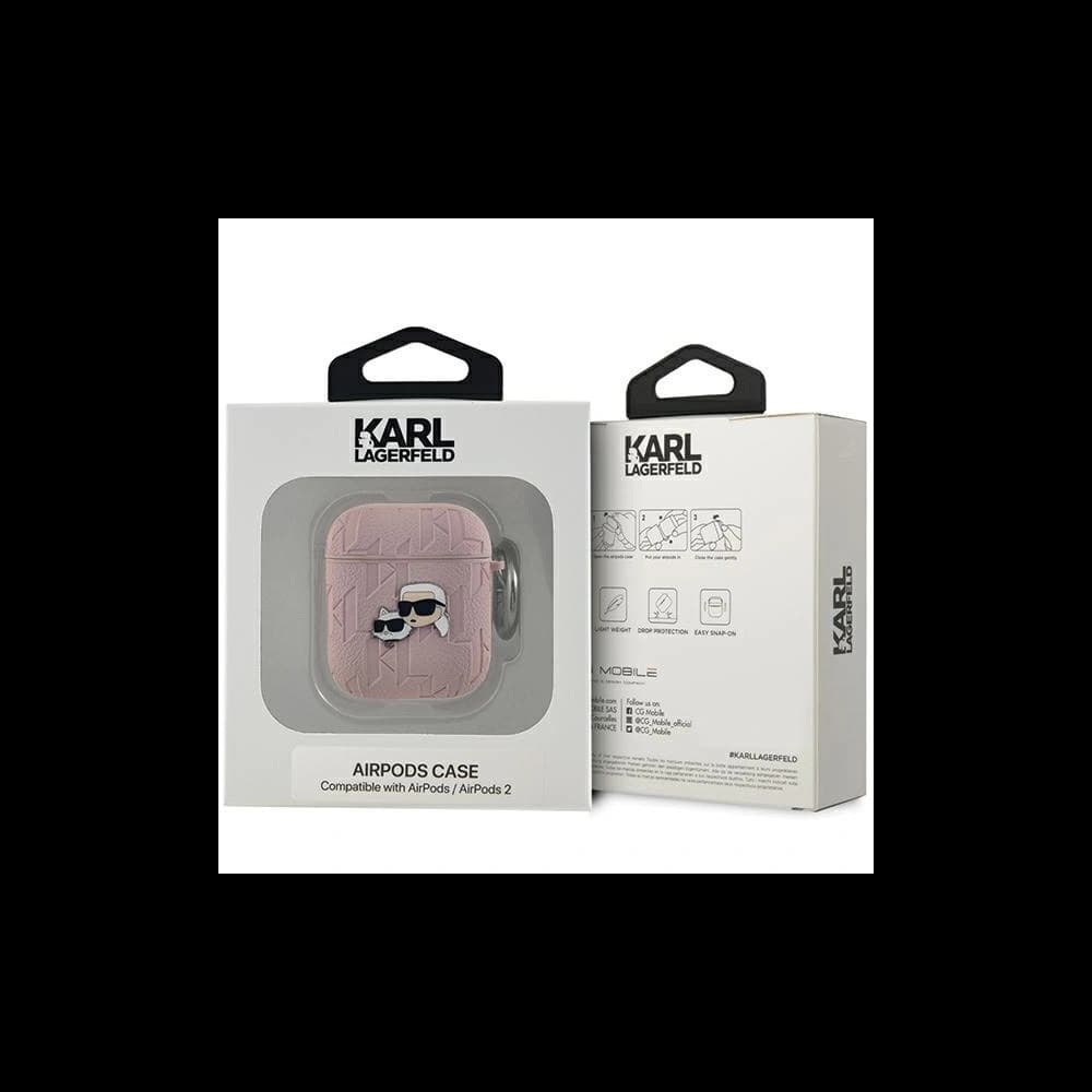 Etui Karl Lagerfeld KLA2PGKCPP Apple AirPods 1/2 cover Monogram Karl & Choupette Head różowy/pink - 3