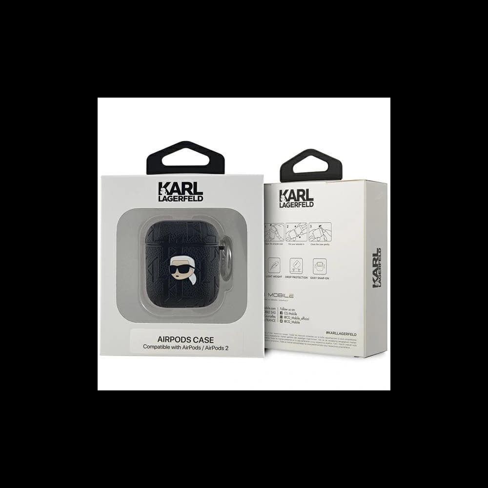 Etui Karl Lagerfeld KLA2PGKIPK Apple AirPods 1/2 cover Monogram Karl Head czarny/black - 3