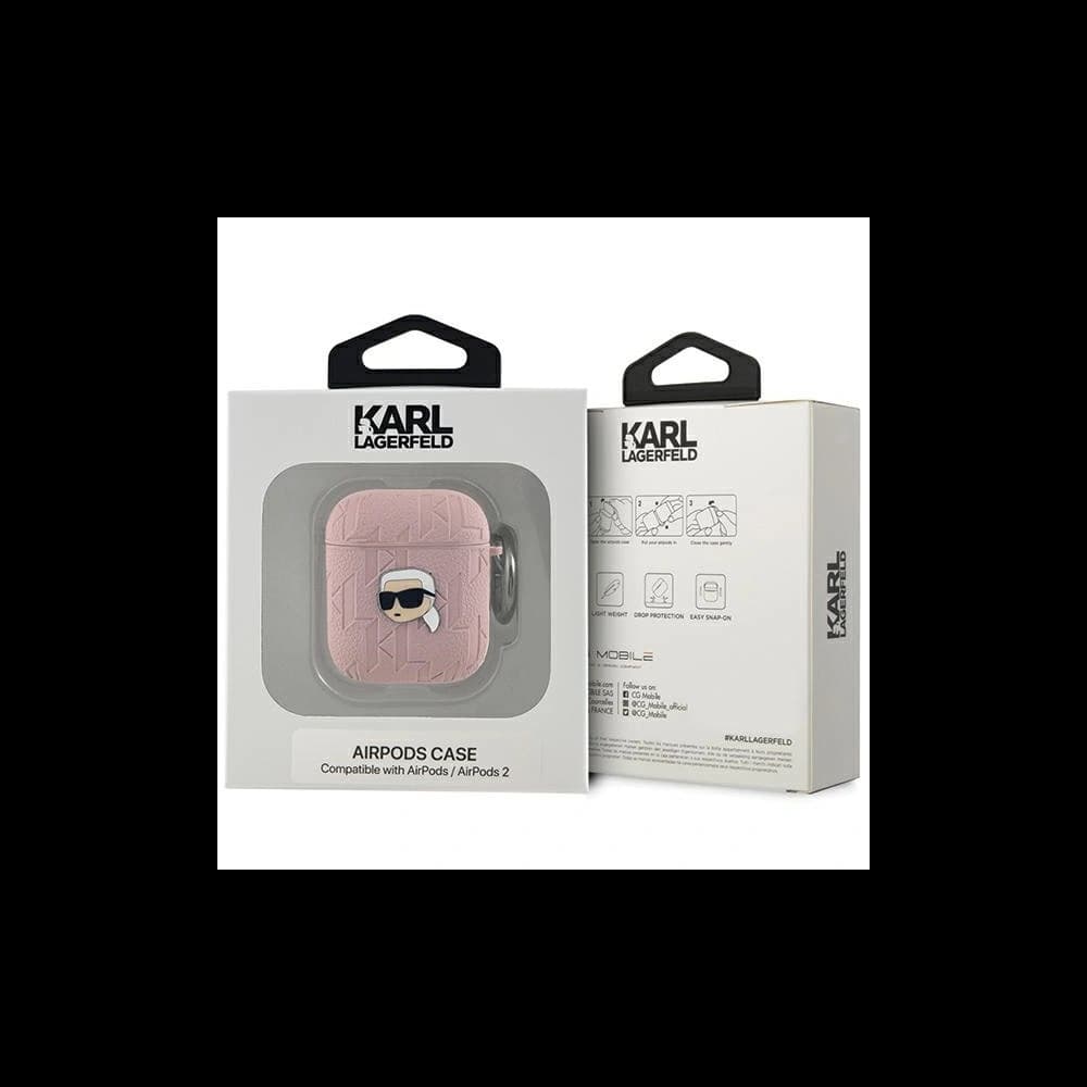 Etui Karl Lagerfeld KLA2PGKIPP Apple AirPods 1/2 cover Monogram Karl Head różowy/pink - 3