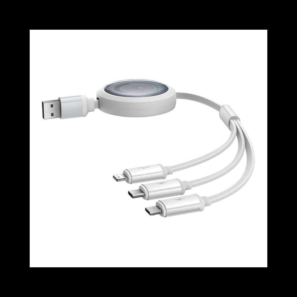 Kabel 3w1 Baseus Free2Draw USB-A / micro USB, Lightning, USB-C 3.5A 1.1m weiß - 2